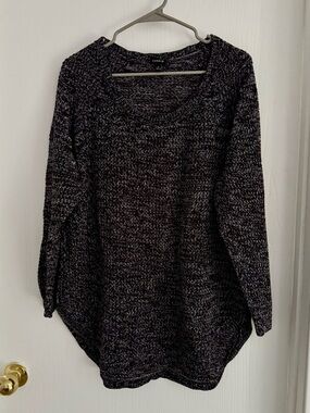 TORRID Black White Marled Scoop Neck Tunic Sweater Plus Size 3